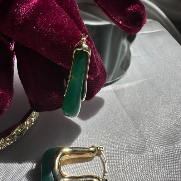 Anthropologie Gold and Green Statement Earrings - Picture 10 of 13